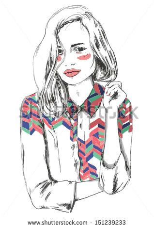 Drawing Of Girl Fashion Fashion Sketch Drawing Girl Stock Vector Patt Pinterest