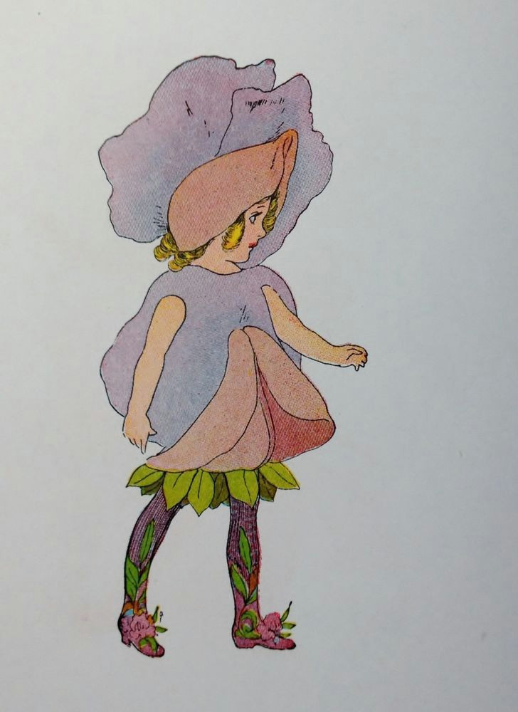 Drawing Of Girl Holding Flowers Penny Ross Print Sweet Pea Fairy Tale Folk Art Flower Children