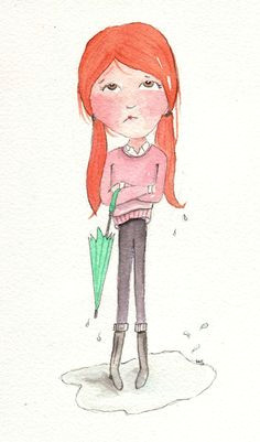 Drawing Of Girl Holding Umbrella 388 Best Illustrations Umbrellas Rain Images Drawings