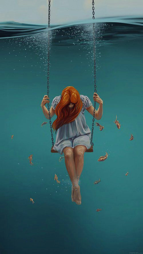 Drawing Of Girl In Water Imagen De Girl Wallpaper and Fish Gorgeous Art Wallpaper