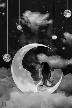 Drawing Of Girl Looking at Sky 153 Best Moon Woman Art Images Moonlight Drawings Nighty Night