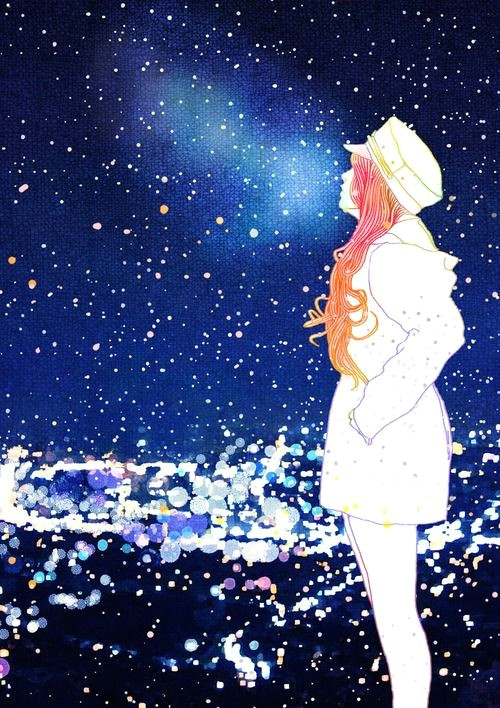 Drawing Of Girl Looking at Sky Hajin Bae She Reminds Me Of Amy Pond Looking Up Into the Night Sky