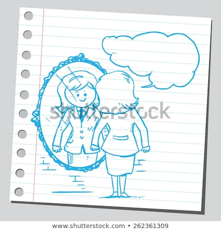 Drawing Of Girl Looking In Mirror Businesswoman Looking Herself Mirror Stock Vector Royalty Free