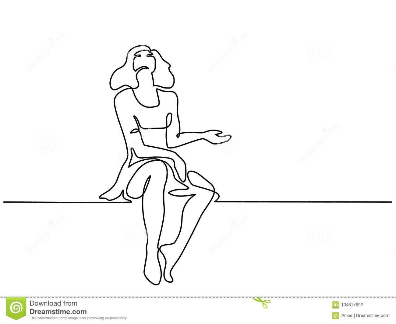 Drawing Of Girl Looking Up Woman Sitting Looking Up and Waiting Rain Stock Vector