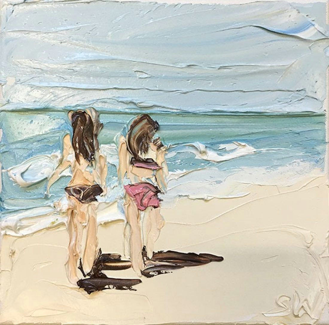 Drawing Of Girl On Beach Check Out Beach Girls 2 Sunny Day by Sally West at Kab Gallery