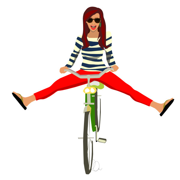Drawing Of Girl On Bike Girl On A Bicycle Art In Many forms Bicycle Illustration