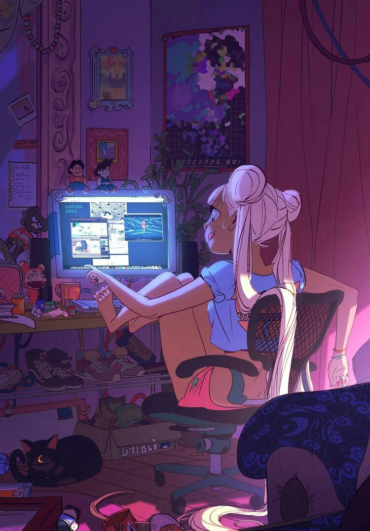 Drawing Of Girl On Computer Me On Da Weekends X3 Manga In 2018 Pinterest Art Sailor Moon