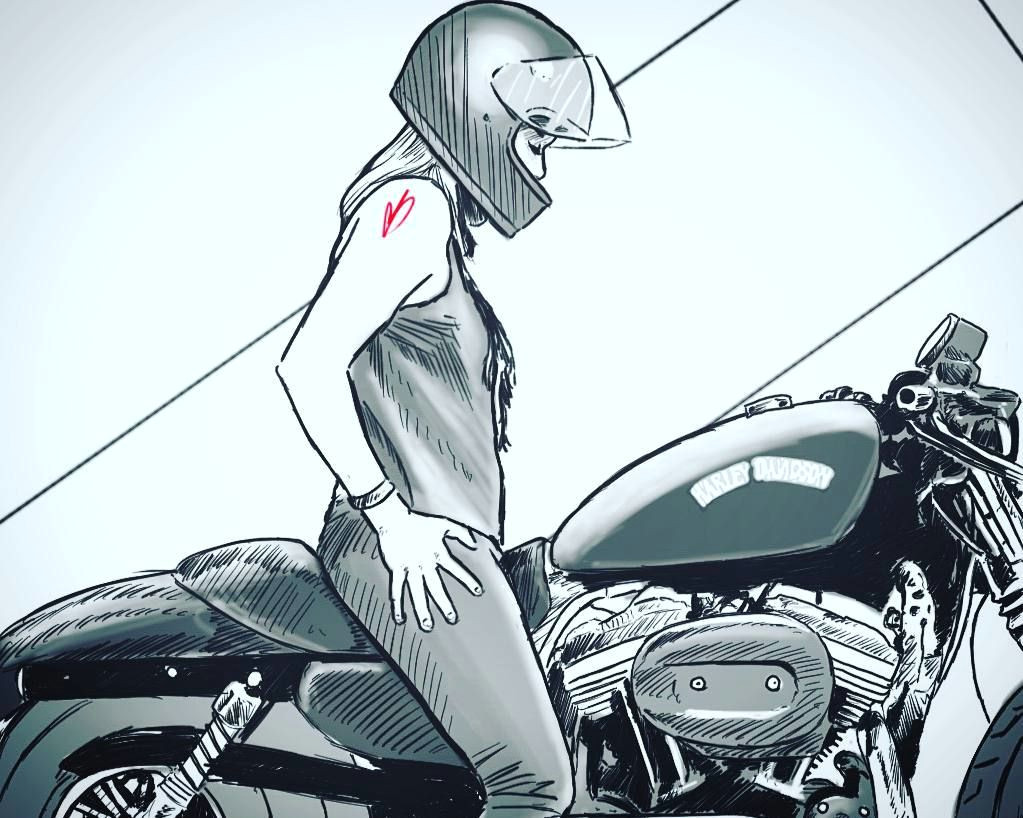 Drawing Of Girl On Motorcycle Starvin Artist28 My New Favorite Motorcycle Sketch Artist Women