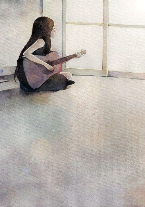 Drawing Of Girl Playing Guitar A Stanbul 43 Bolum Kahve Kokusu Illustration Art Drawings