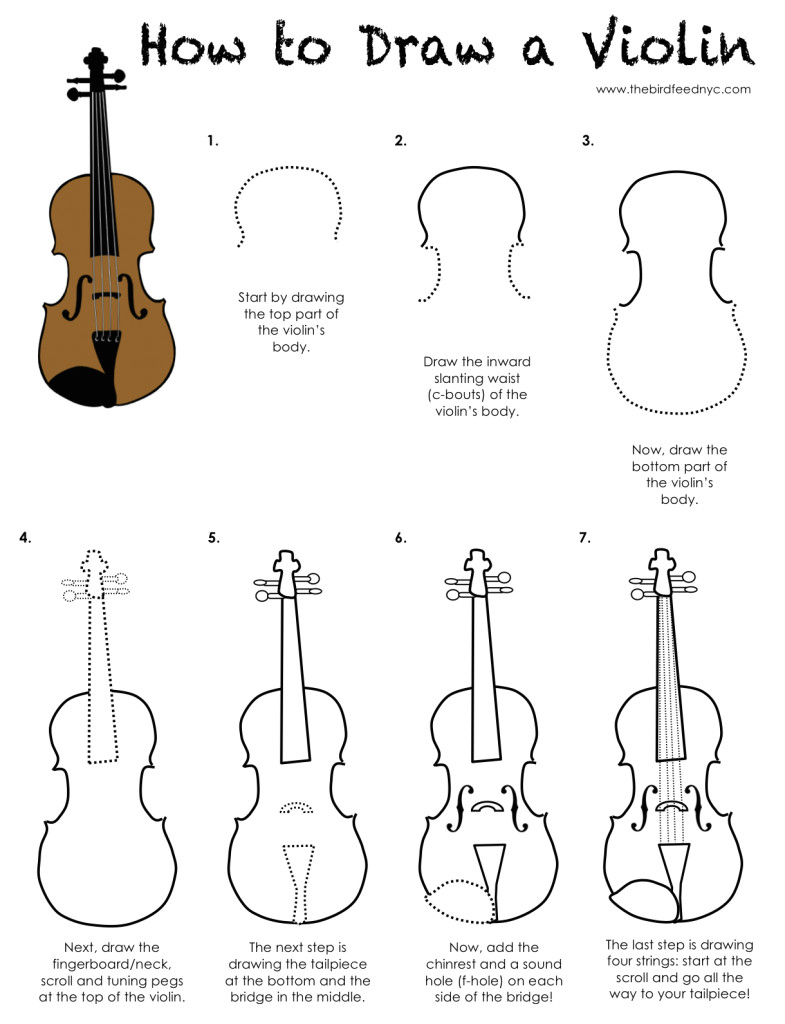 Drawing Of Girl Playing Violin Printable Activity for Kids How to Draw A Violin the Bird Feed Nyc