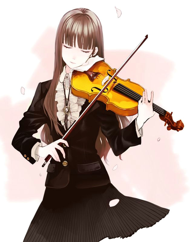 Drawing Of Girl Playing Violin Violin Anime Girls