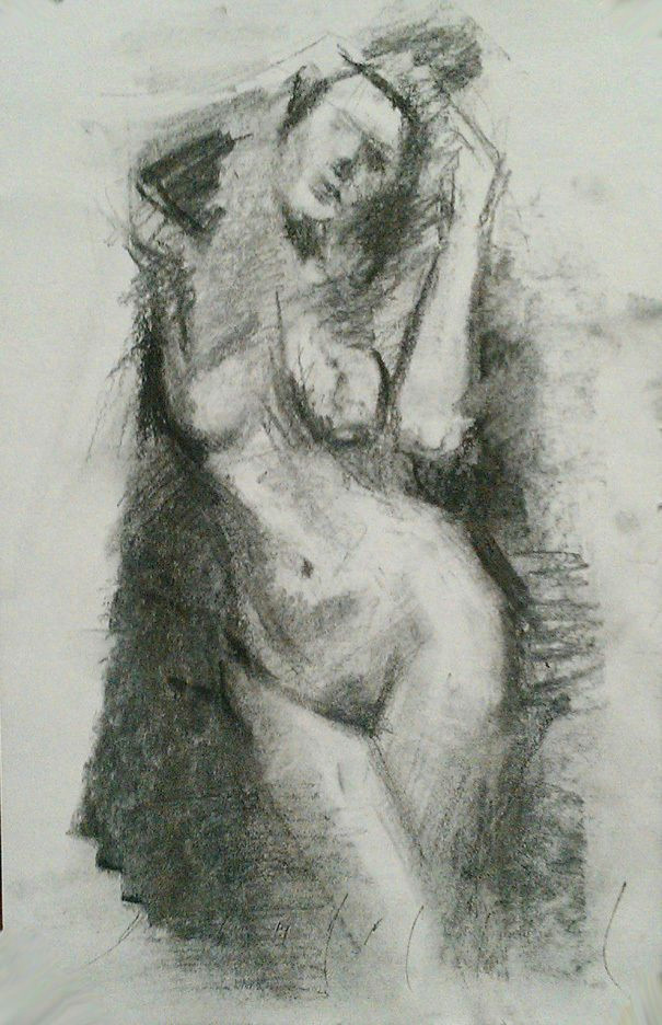 Drawing Of Girl Realistic Doorway Female Nude Standing Figure Realistic Sketch original