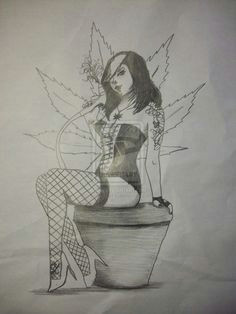 Drawing Of Girl Smoking Weed Tattoo Weed Girl Smoking Drawing