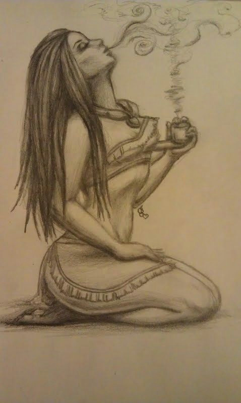 Drawing Of Girl Smoking Weed tocahontas Ink