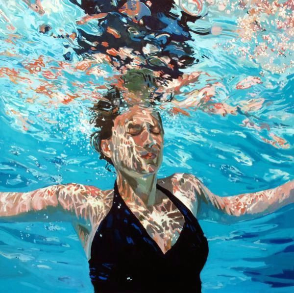 Drawing Of Girl Swimming Realistic Underwater Paintings by Samantha French Mermaid