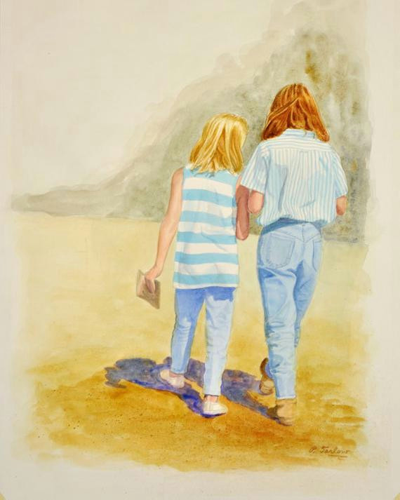 Drawing Of Girl Walking Away Teen Art Print Figurative Watercolor Print Girls Room Art Etsy