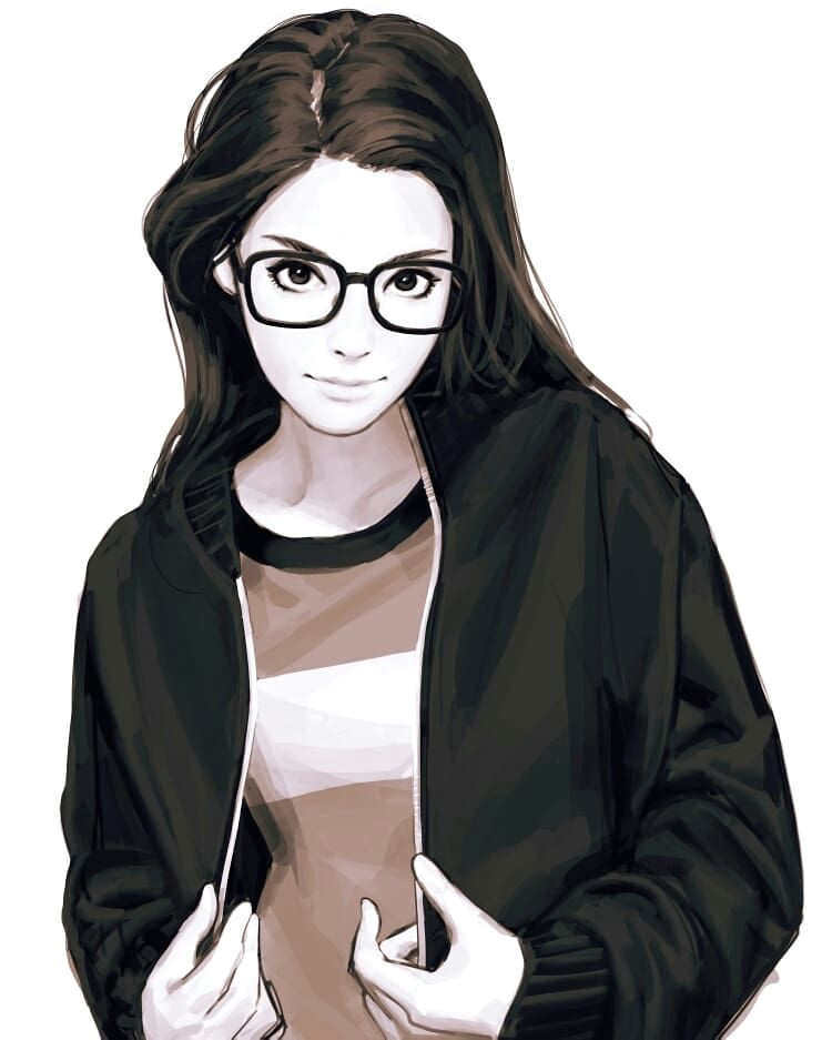 Drawing Of Girl with Glasses Guweiz Digital Pinterest Sketches Character Design and
