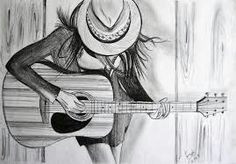 Drawing Of Girl with Guitar 18 Best Guitar Sketch Images