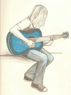 Drawing Of Girl with Guitar 18 Best Guitar Sketch Images