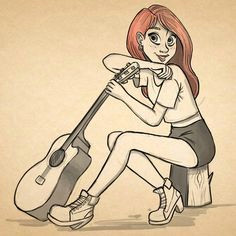 Drawing Of Girl with Guitar Image Result for Girl and Guitar Drawing Drawing Pinterest