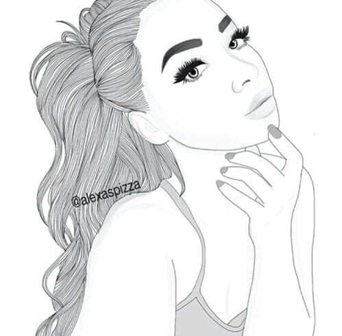 Drawing Of Girl with Ponytail Girl with High Ponytail I Want Tumblr Outline Drawings Tumblr