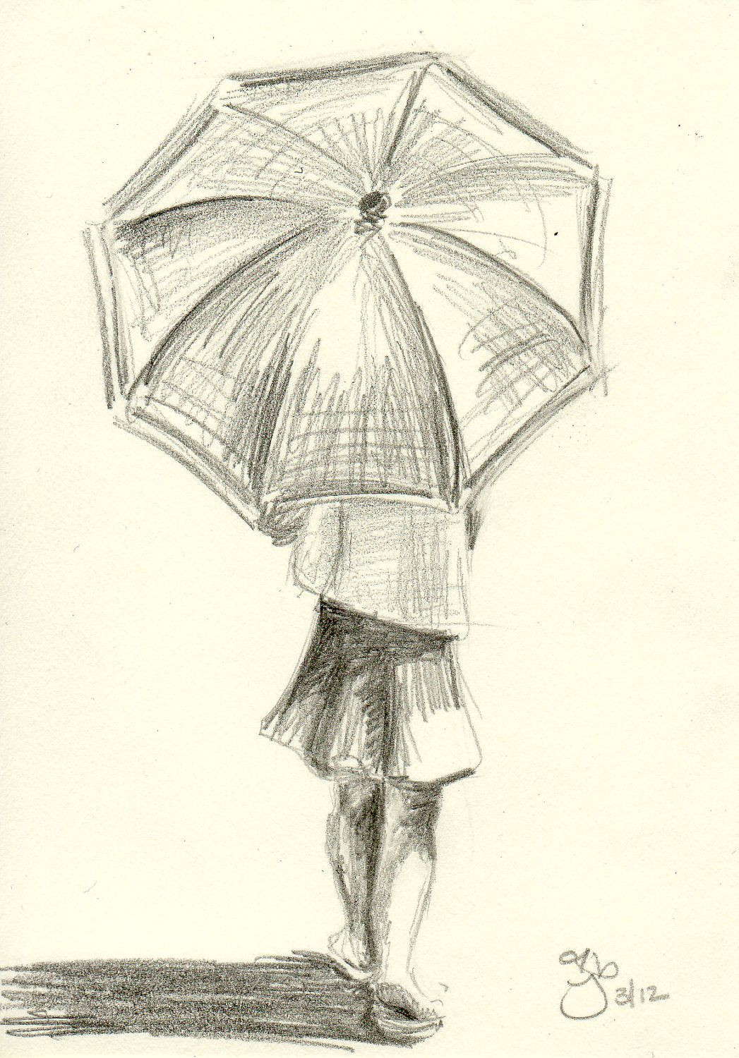 Drawing Of Girl with Umbrella Girl with Umbrella 8×10 Art Print Fini Basteln Und andere Sachen