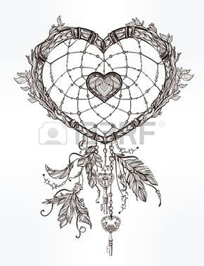 Drawing Of Hand Holding Heart Hand Drawn Romantic Drawing Of A Heart Shaped Dream Catcher