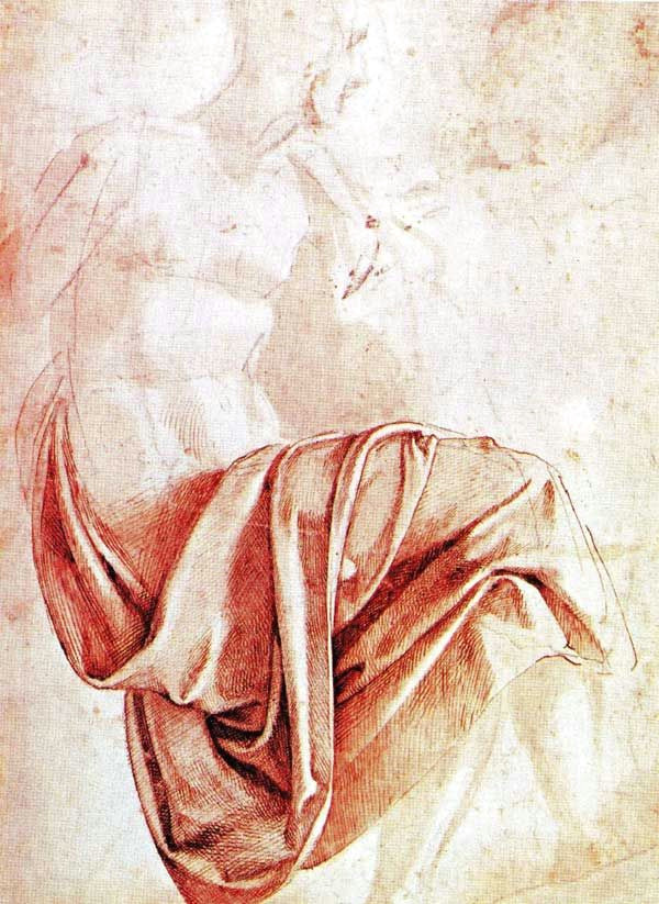 Drawing Of Hands Almost touching Michelangelo 1475 1564 Study for the Drapery Of the Erythraean