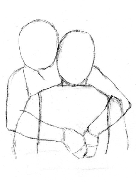 Drawing Of Hands Behind Back How to Draw People Hugging From Behind the Back Draw Drawings