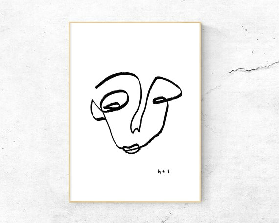 Drawing Of Hands On Face Blind Contour Line Drawing Face Digital Download Print at Home