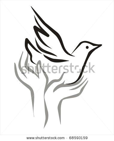 Drawing Of Hands Open Dove Bird Sketch Peace Flying From the Open Hands Sketch In