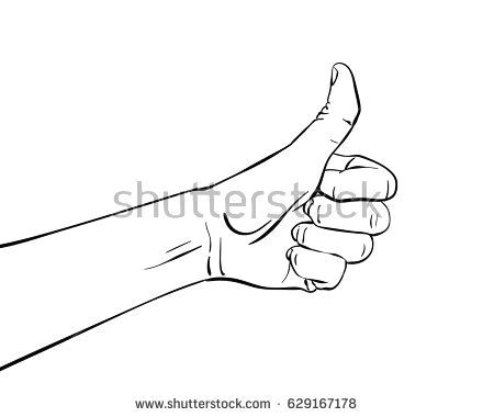 Drawing Of Hands Up Sketch Of Thumb Up Hand Drawn Vector Illustration In Line Art Style