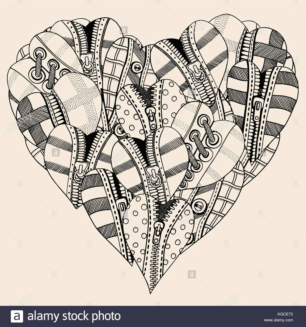 Drawing Of Heart Biology Big Heart Of Small Hand Drawn Hearts Background for Valentines Day