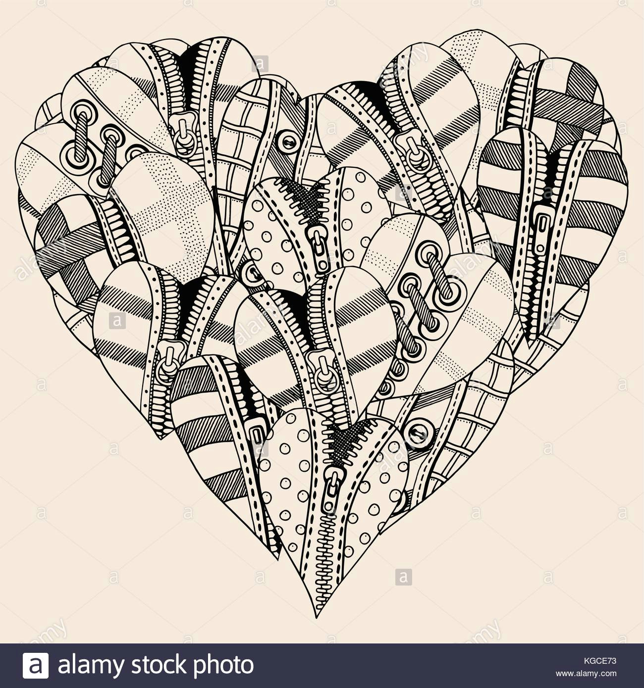Drawing Of Heart Biology Big Heart Of Small Hand Drawn Hearts Background for Valentines Day