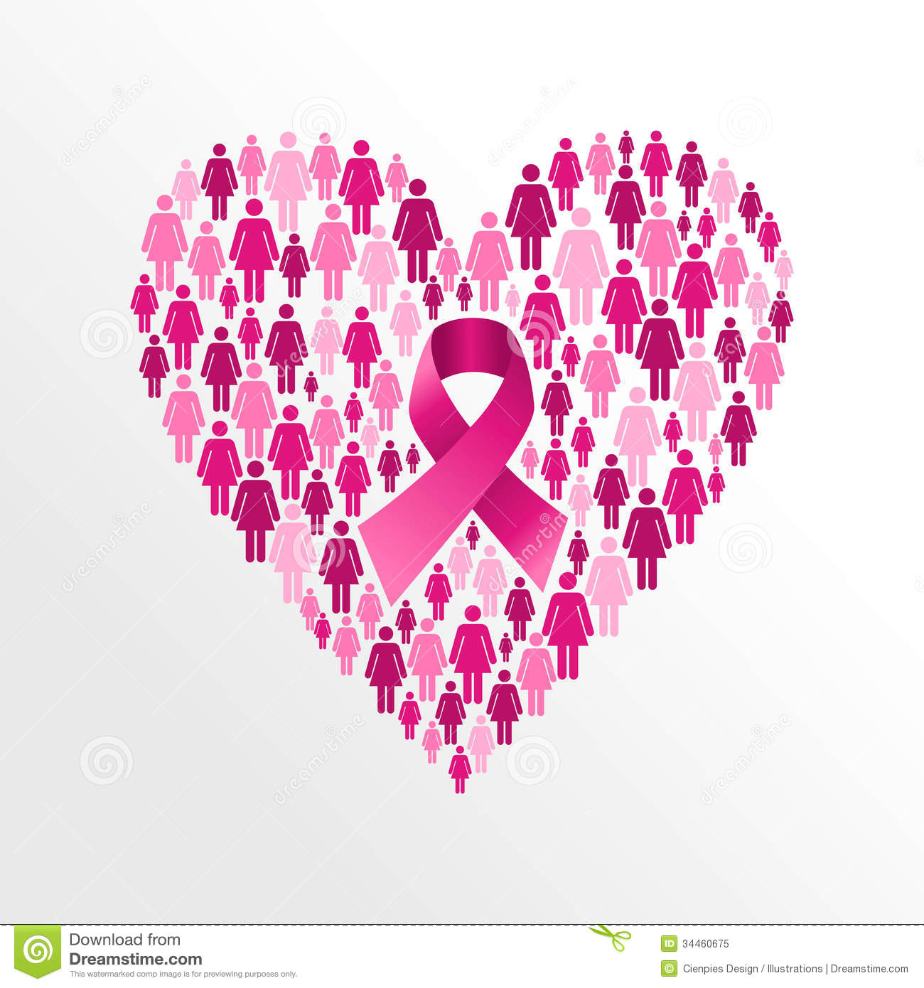 Drawing Of Heart Cancer Breast Cancer Awareness Ribbon Women Heart Shape Stock Vector