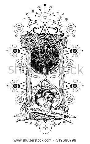 Drawing Of Heart Tree Tree and Heart In Hourglass Symbol Of Life and Death Mystical