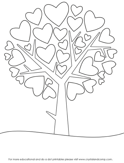 Drawing Of Heart Tree Valentine Heart Preschool Do A Dot Printables Educational