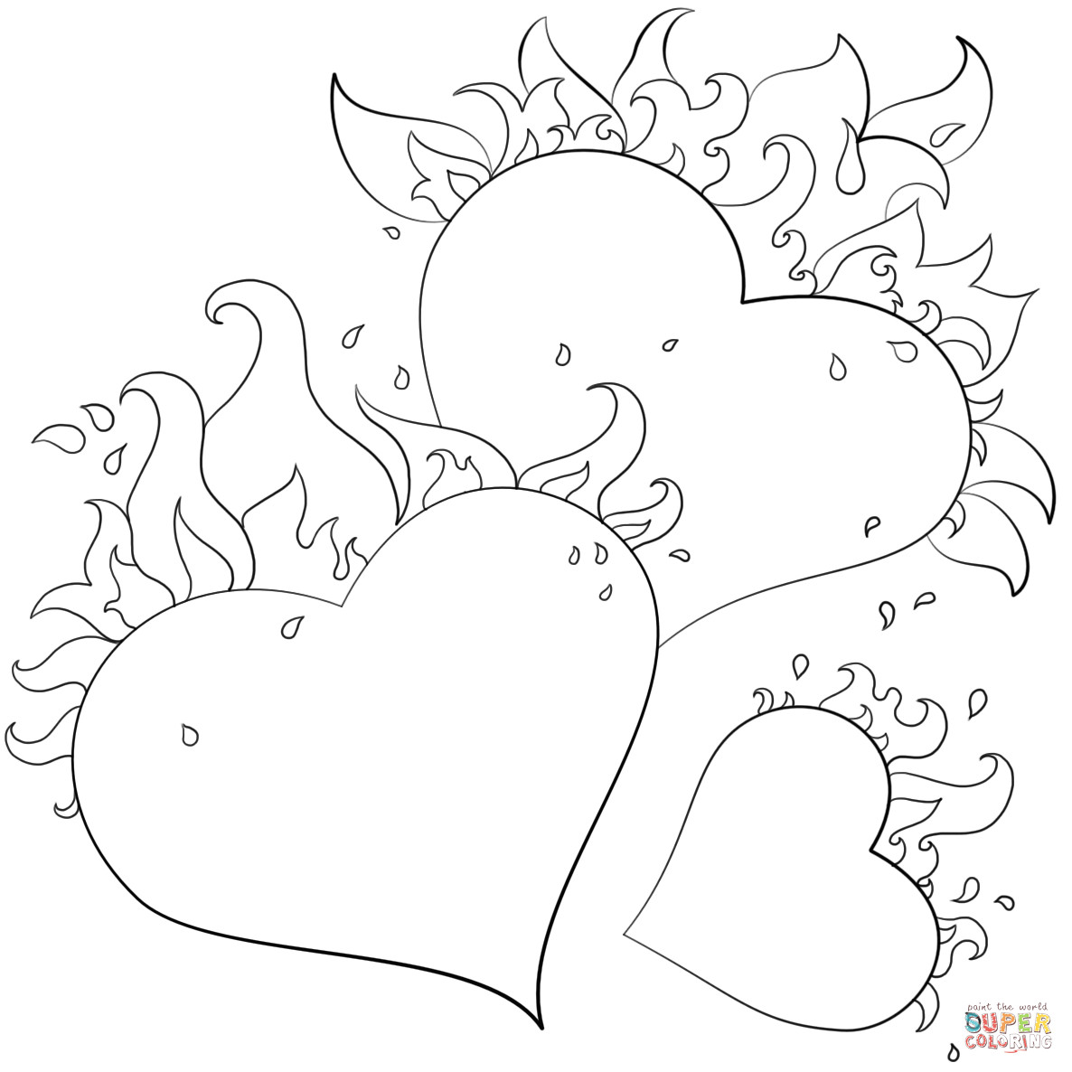 Drawing Of Heart with Flames Hearts with Flames Coloring Page and Heart Pages Coloring Pages