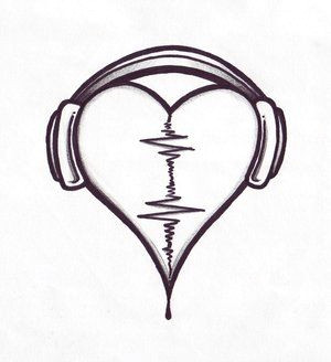 Drawing Of Heart with Headphones Audio Heart This One Will Be Mine One Day Tattoo Love Drawings