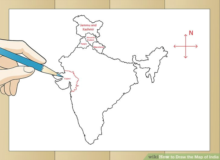 Drawing Of National Flower Of India How to Draw the Map Of India with Pictures Wikihow