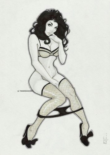 Drawing Of Pin Up Girl original Art Zatanna Retro Sexy Sketch Pin Up Ebay Aa