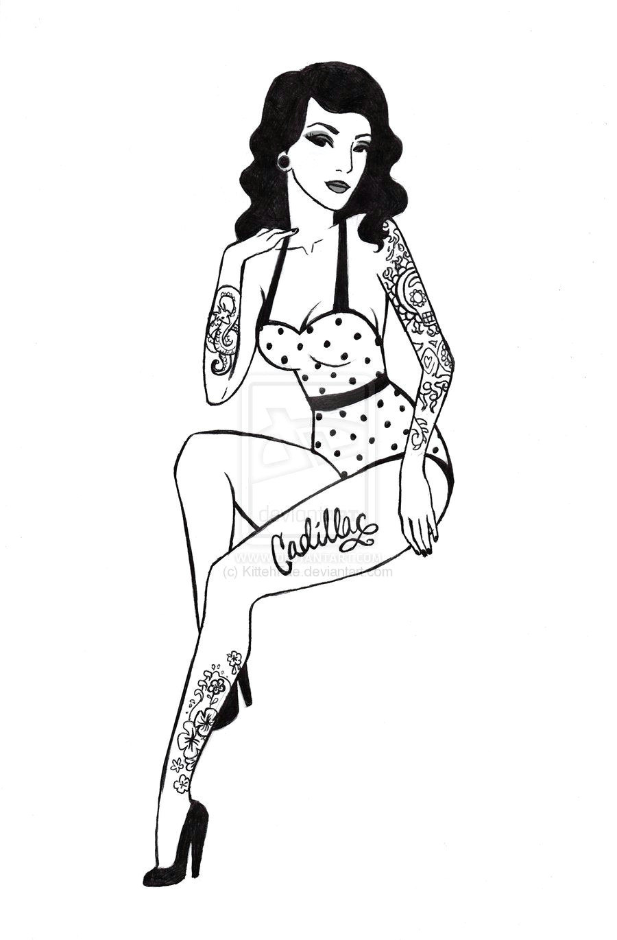 Drawing Of Pin Up Girl Pinup Girl by Kittehfae Deviantart Com On Deviantart Pin Ups