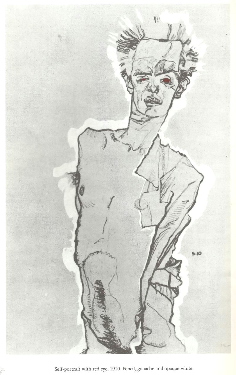 Drawing Of Red Eye Dirtydirtyblonde Egon Schiele Self Portrait with Red Eye 1910