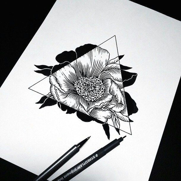 Drawing Of Rose and Lotus Art Drawing Flowers Hipster Sketch Triangle Amazing