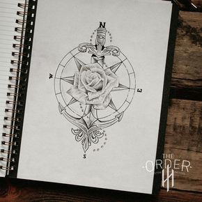 Drawing Of Rose Compass Rose Compass Anchor Sword Sketch My Tattoos Tattoo Ideen Tattoo