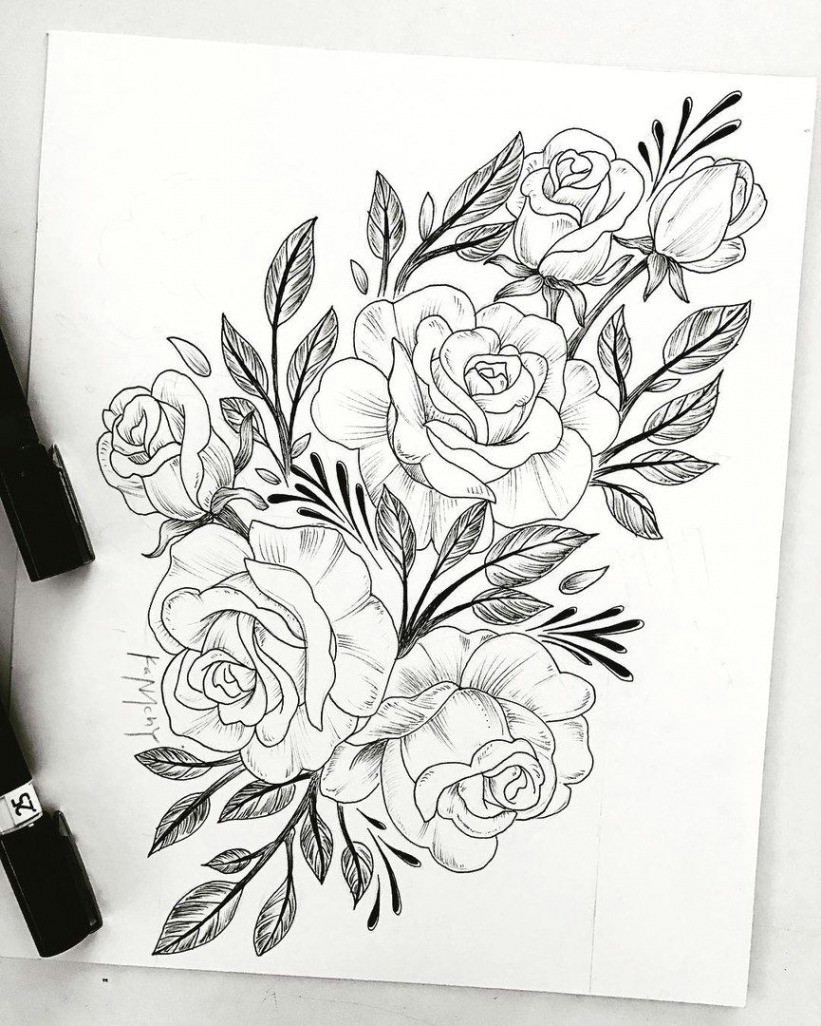 Drawing Of Rose Tattoo Design Pictures Of Rose Tattoos New Drawn Vase 14h Vases How to Draw A