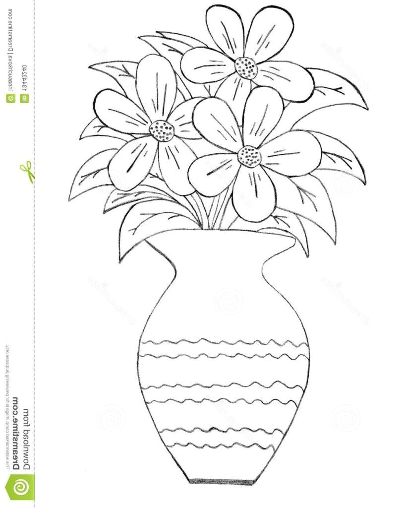 Drawing Of Simple Flower Pot How to Draw A Beautiful Flower Vase Pictures for Kids to Draw