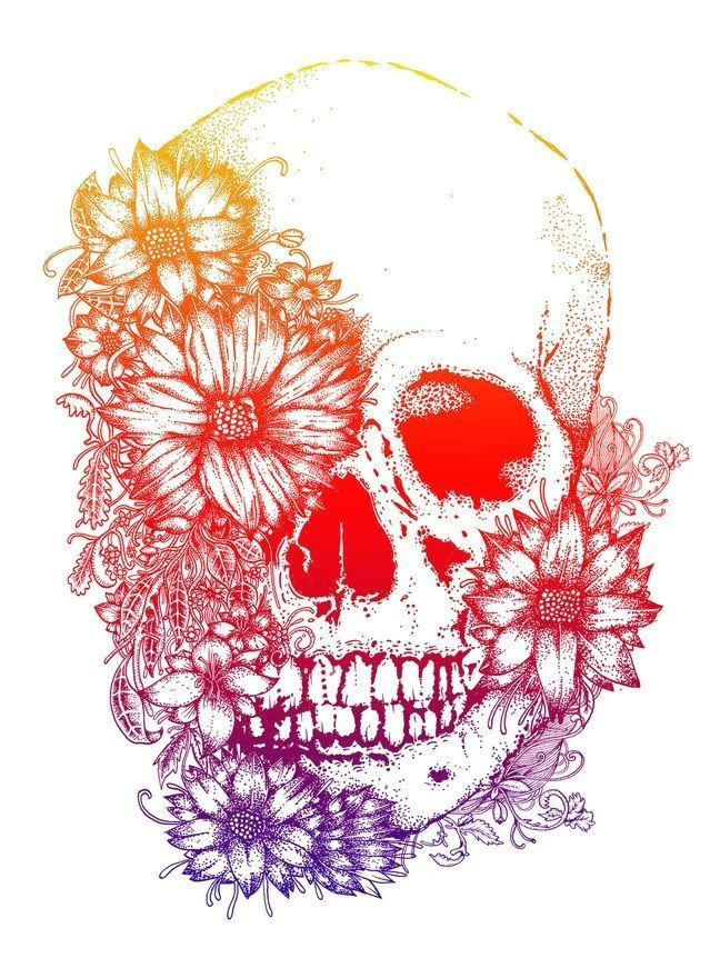 Drawing Of Skull Flowers Rainbow Flowers Skull Tattoo Design Skull Tattoo Color Popular