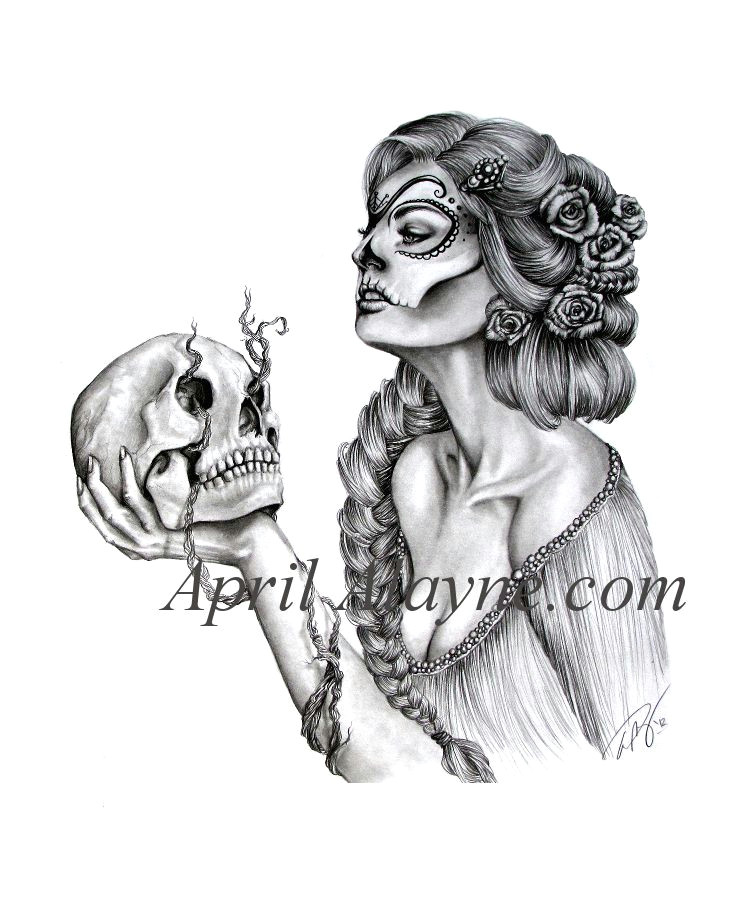 Drawing Of Skull Girl Fanciful Woman and Skull Tattoo Drawings Tattoos Tattoo