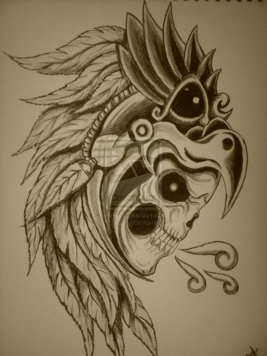 Drawing Of Skull Tattoo Displaying 19 Images for Aztec Eagle Warrior Skull Tattoo